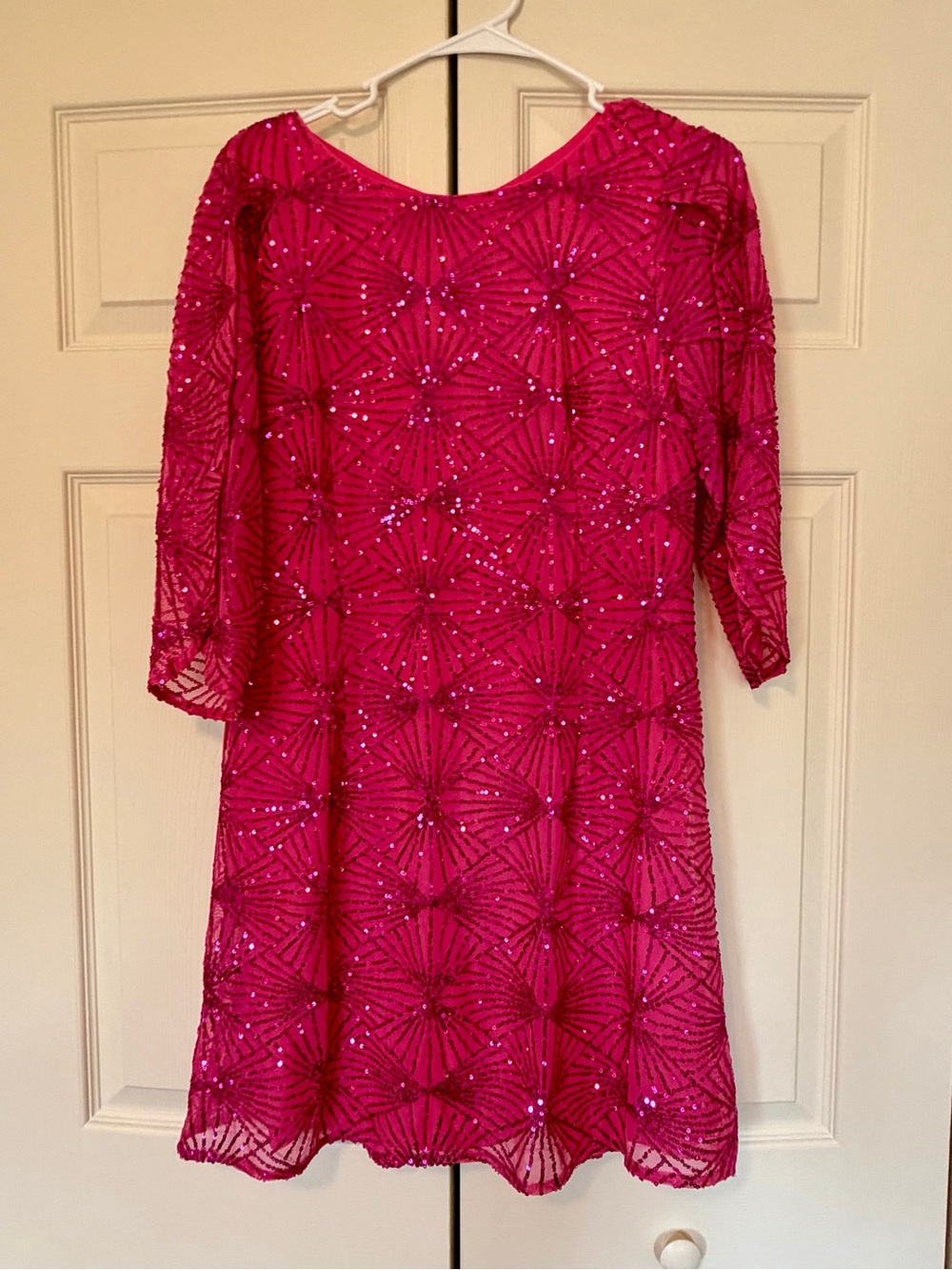 Women's Hot Pink Sequin Shift Dress